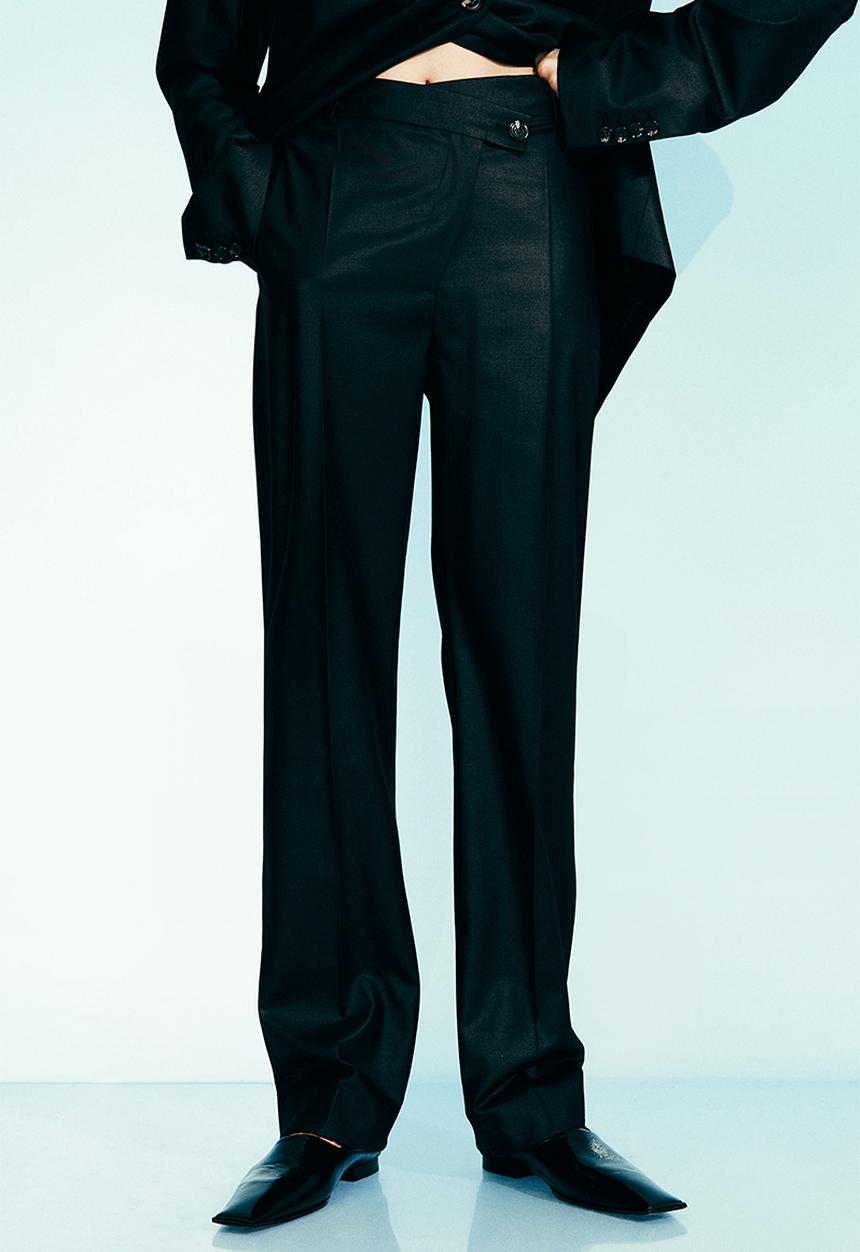H&M - H&M Studio: Wool-blend wrapover-waist trousers - black