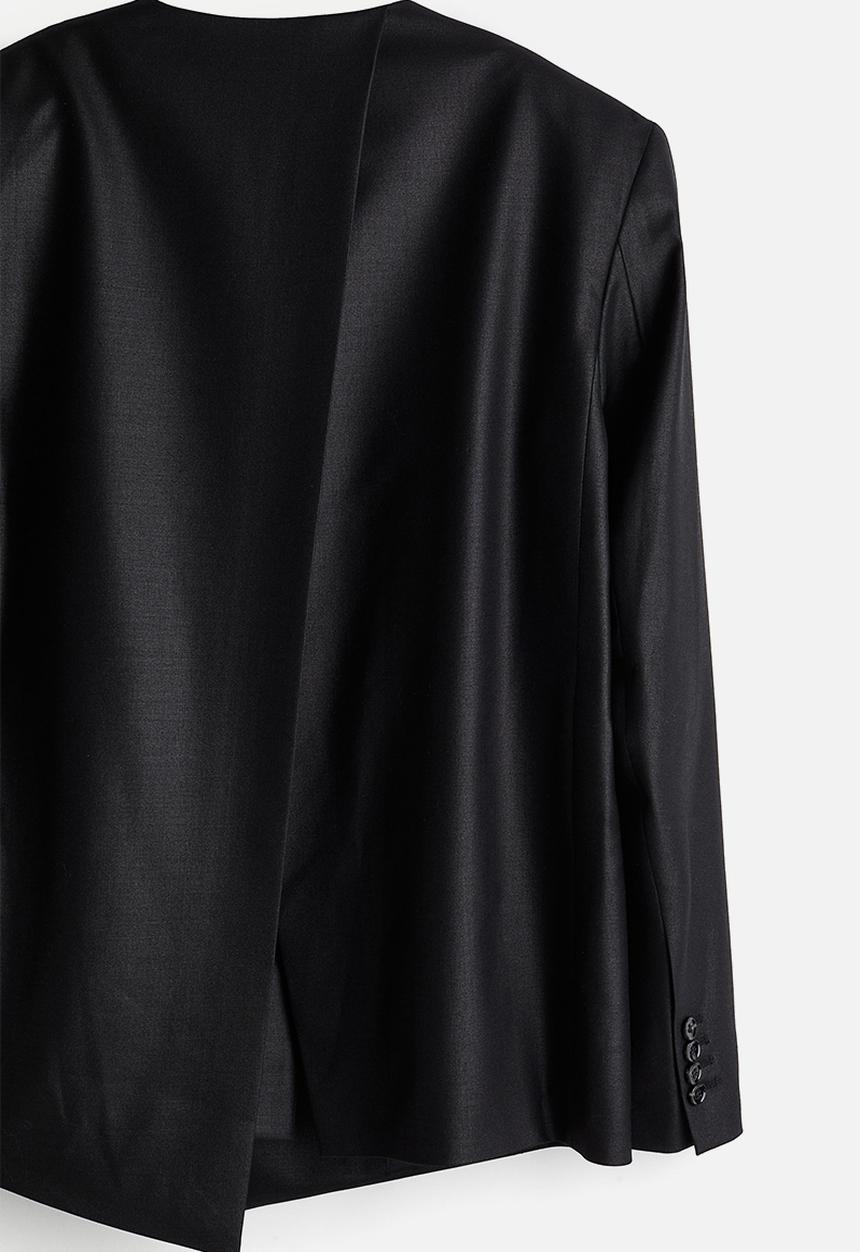H&M - H&M Studio: Wool-blend asymmetric blazer - black