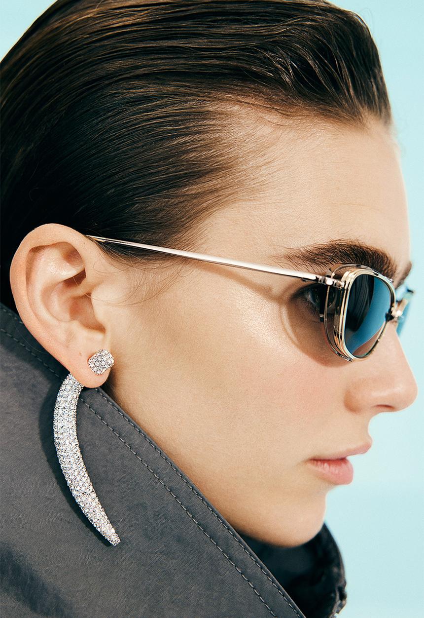 H&M - H&M Studio: Rhinestone-embellished claw earrings - silver-coloured