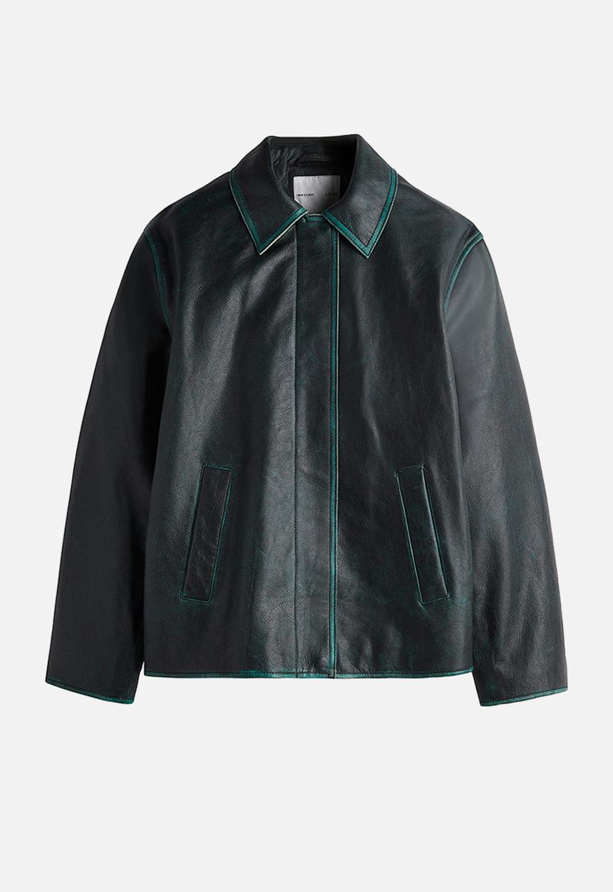 H&M - H&M Studio: Hand-paint-look leather jacket - black