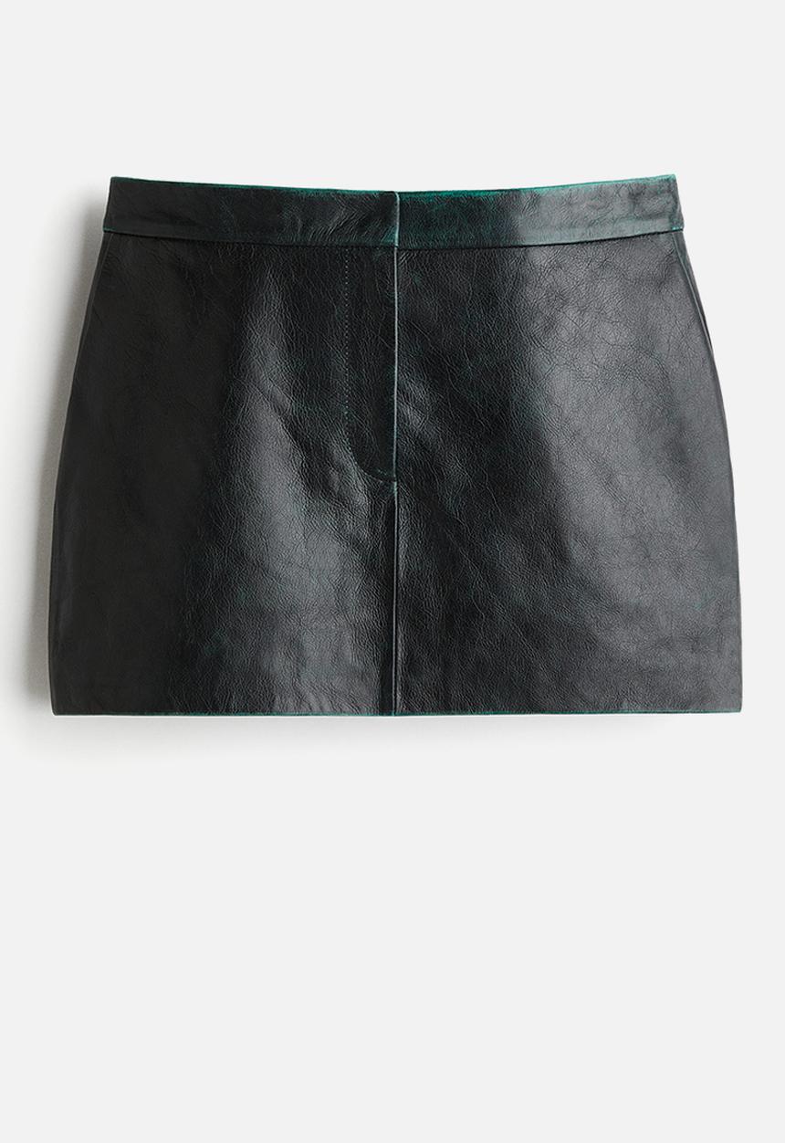 H&M - H&M Studio: Hand-paint-look leather skirt - black