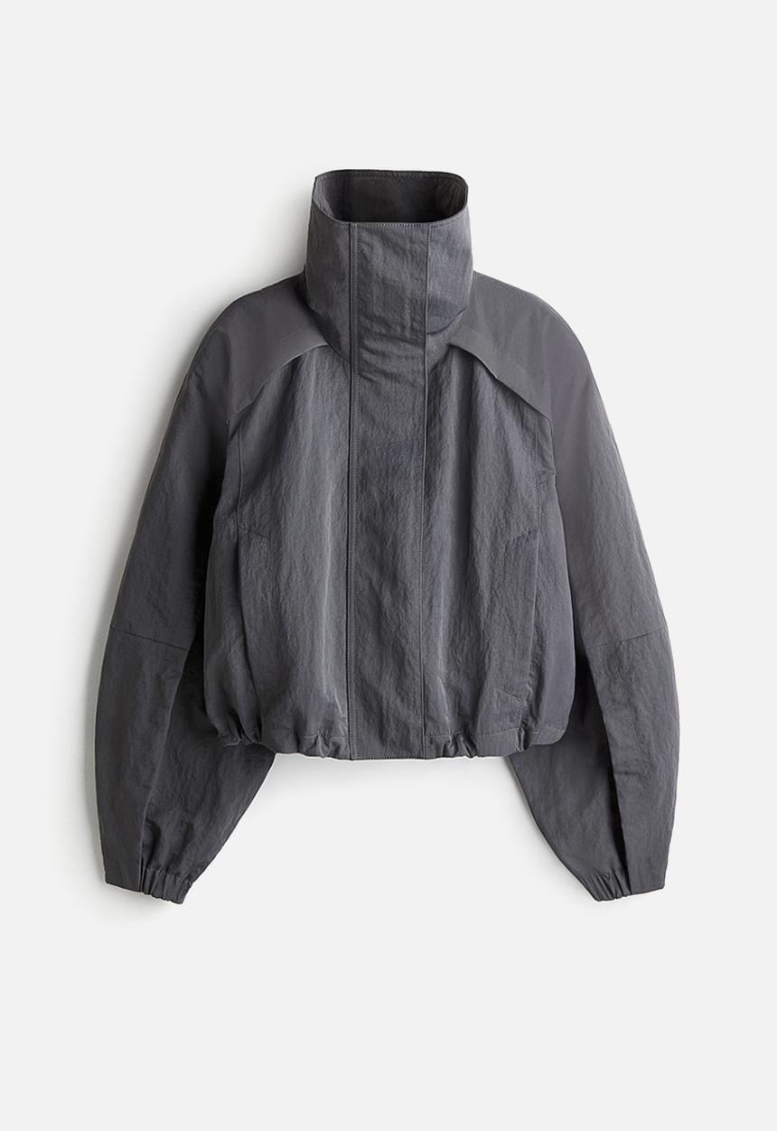 H&M - H&M Studio: Shoulder-pad nylon jacket - dark grey