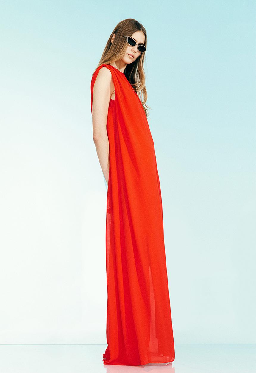 H&M - H&M Studio: Draped chiffon dress - red
