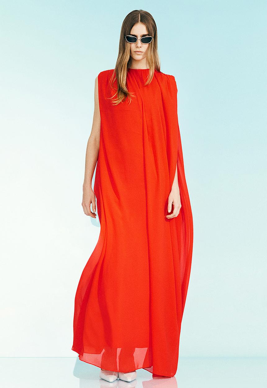 H&M - H&M Studio: Draped chiffon dress - red