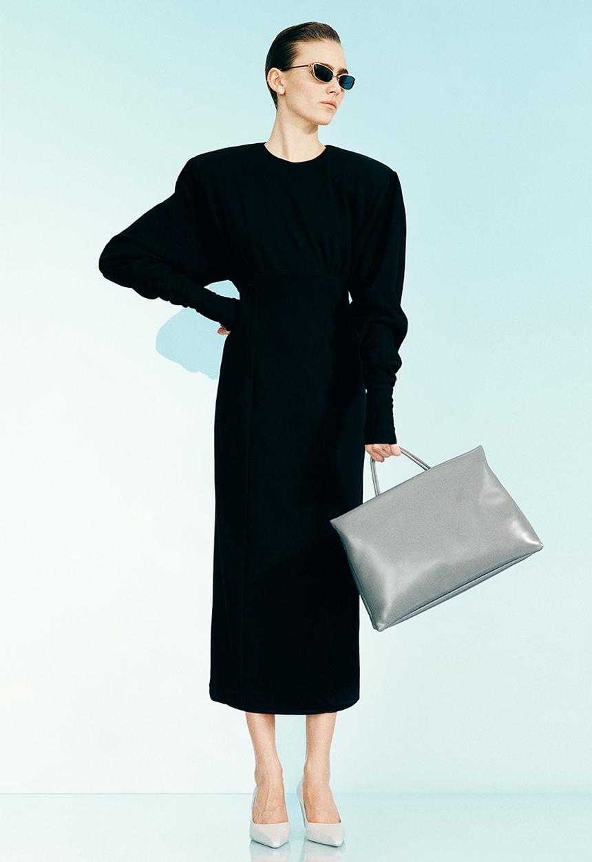 H&M - H&M Studio: Batwing-sleeved sweatshirt dress - black