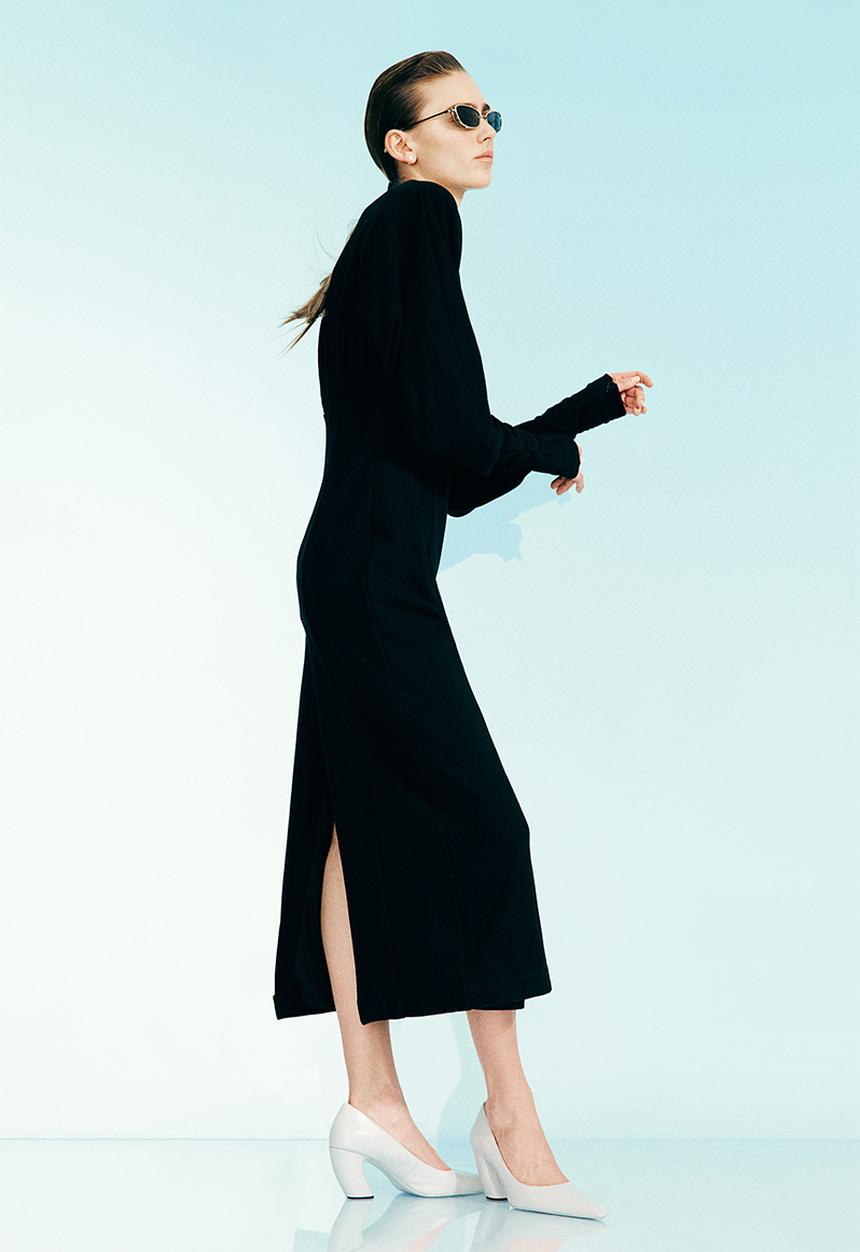 H&M - H&M Studio: Batwing-sleeved sweatshirt dress - black