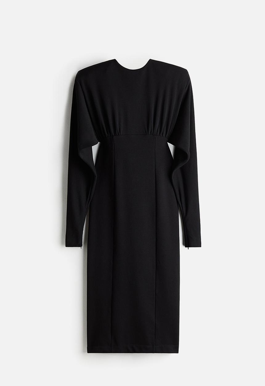 H&M - H&M Studio: Batwing-sleeved sweatshirt dress - black
