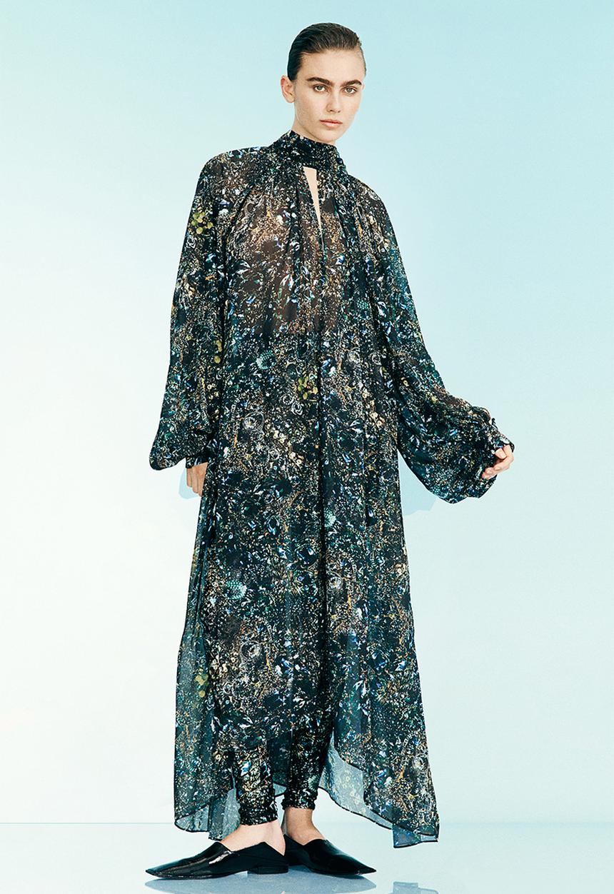 H&M - H&M Studio: Patterned chiffon dress - black jewellery