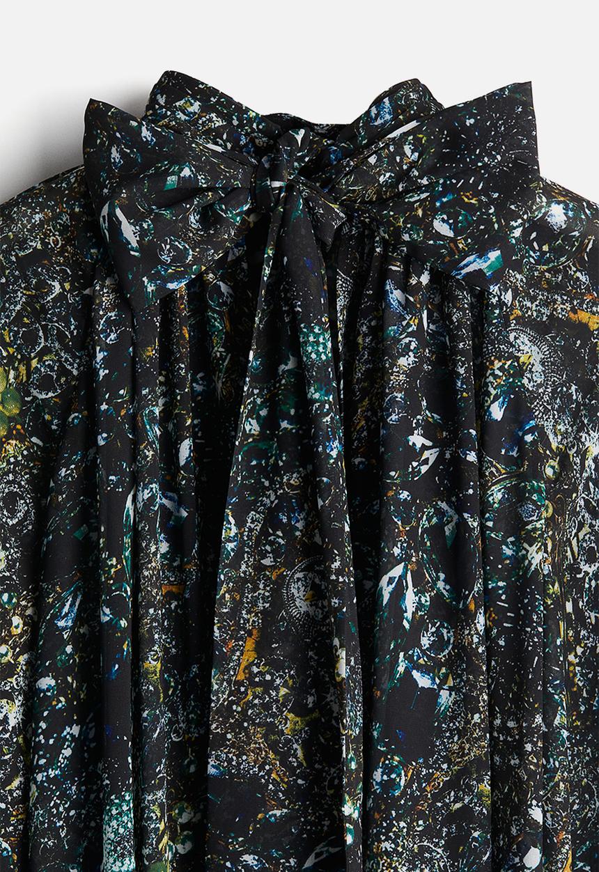 H&M - H&M Studio: Patterned chiffon dress - black jewellery