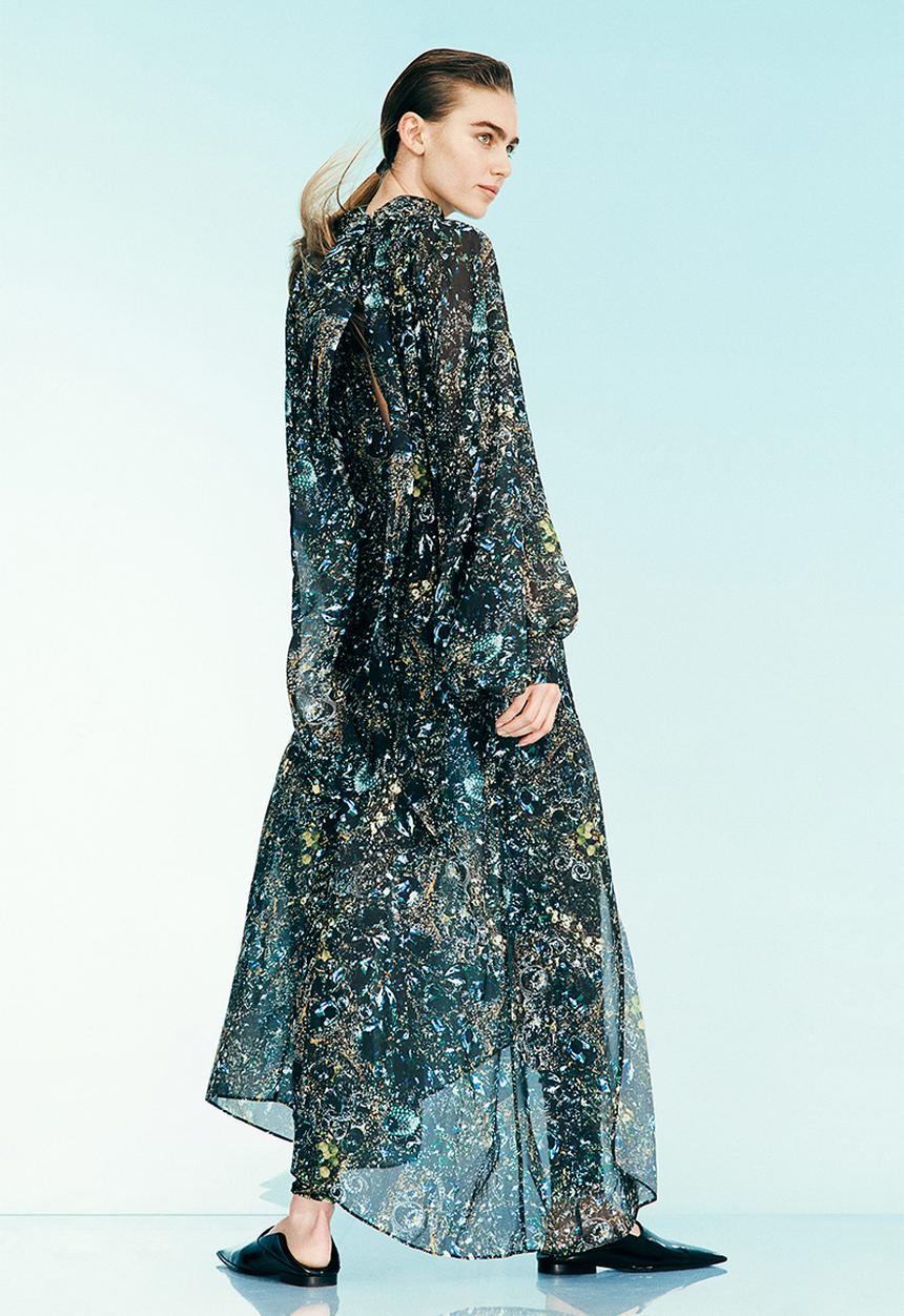 H&M - H&M Studio: Patterned chiffon dress - black jewellery