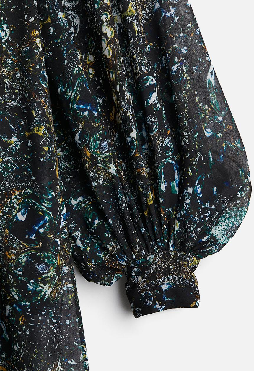 H&M - H&M Studio: Patterned chiffon dress - black jewellery