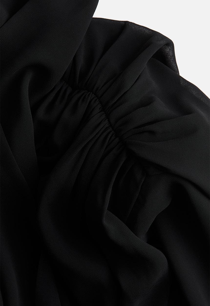 H&M - H&M Studio: Draped chiffon blouse - black