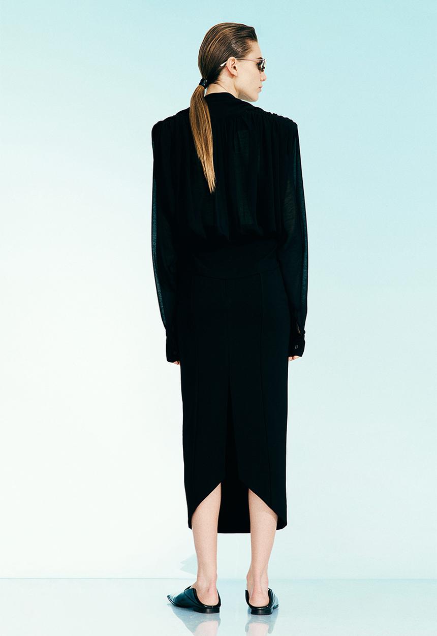 H&M - H&M Studio: Draped chiffon blouse - black