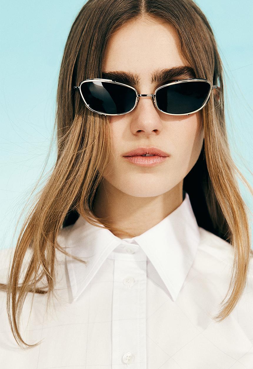 H&M - H&M Studio: Batwing-sleeved cotton shirt - white checked