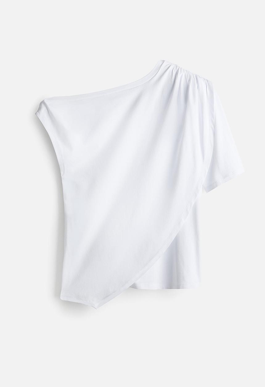 H&M - H&M Studio: Draped asymmetric top - white