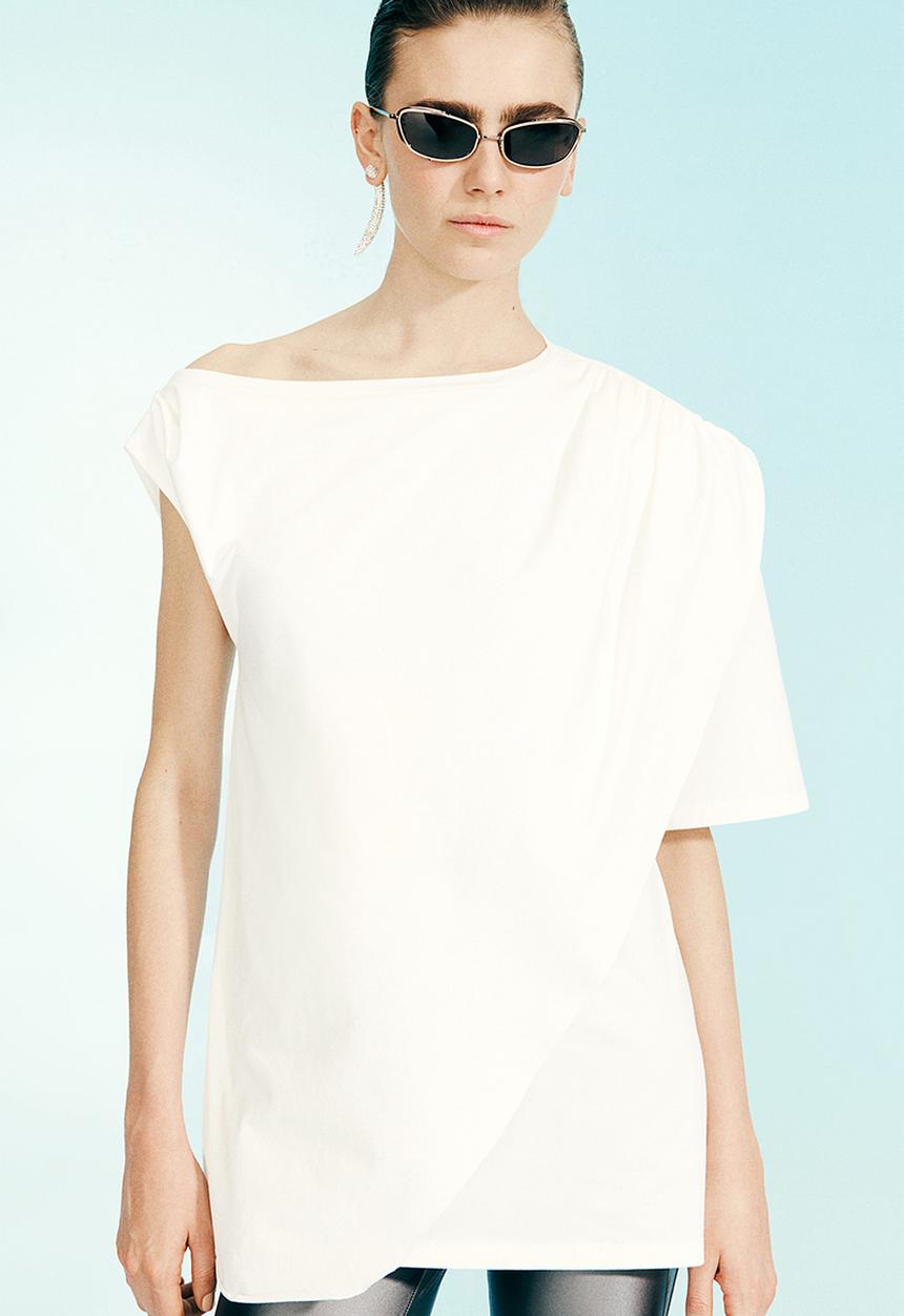 H&M - H&M Studio: Draped asymmetric top - white