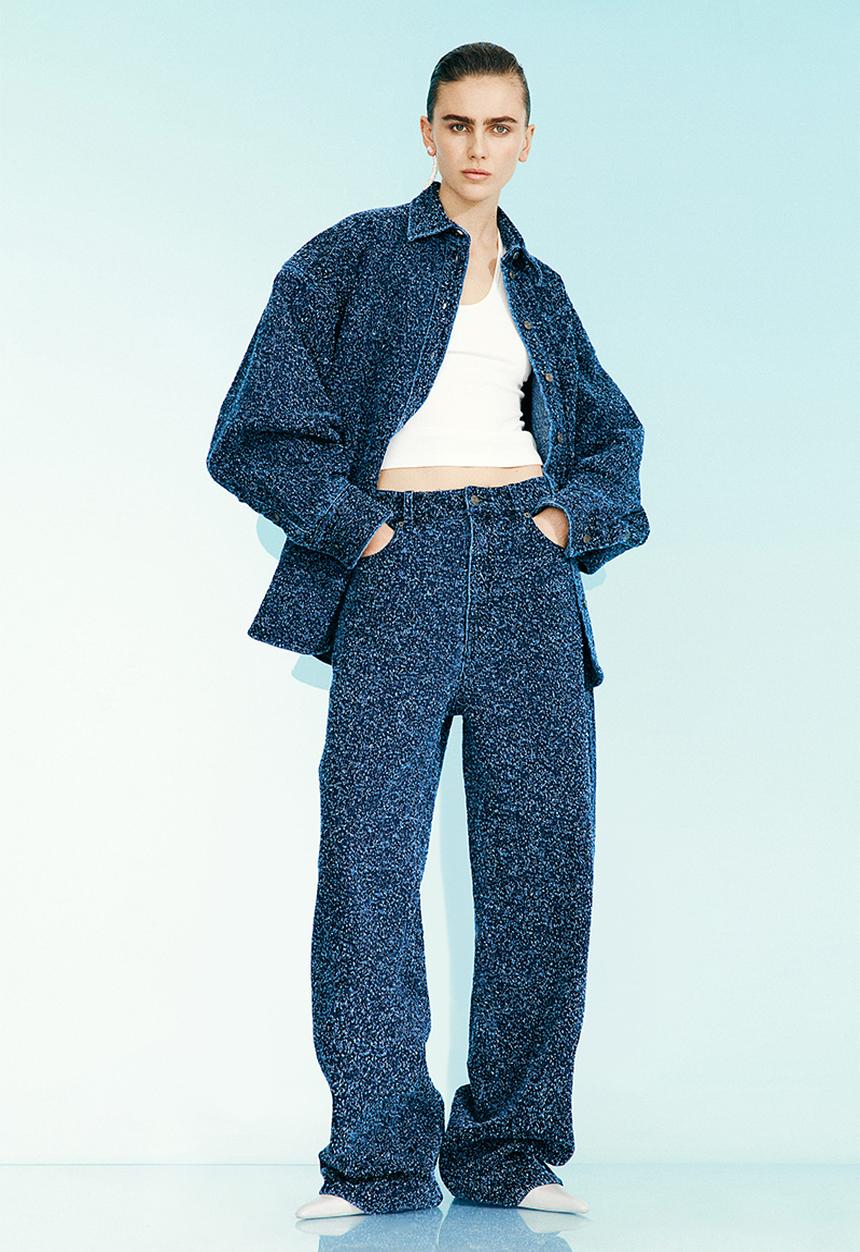 H&M - H&M Studio: Wide bouclé denim jeans - denim blue