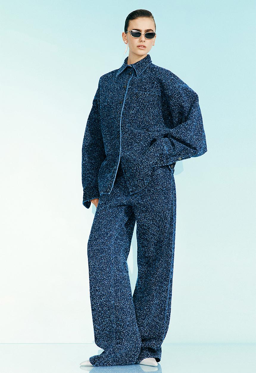 H&M - H&M Studio: Wide bouclé denim jeans - denim blue