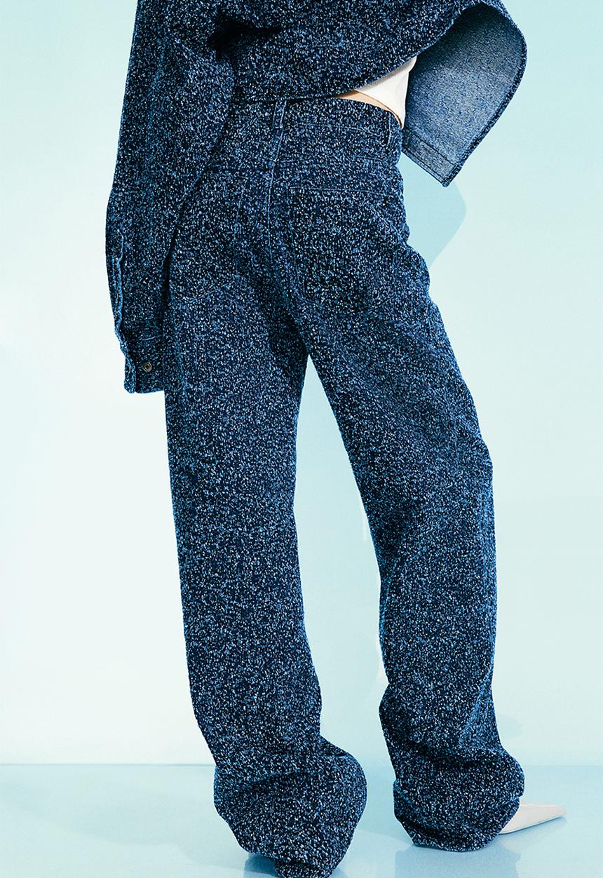 H&M - H&M Studio: Wide bouclé denim jeans - denim blue