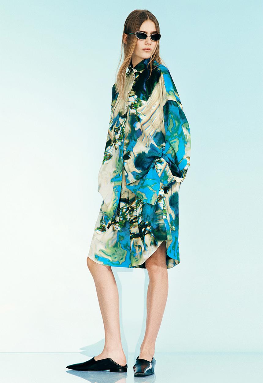 H&M - H&M Studio: Abstract-patterned chiffon shorts - light beige patterned 
