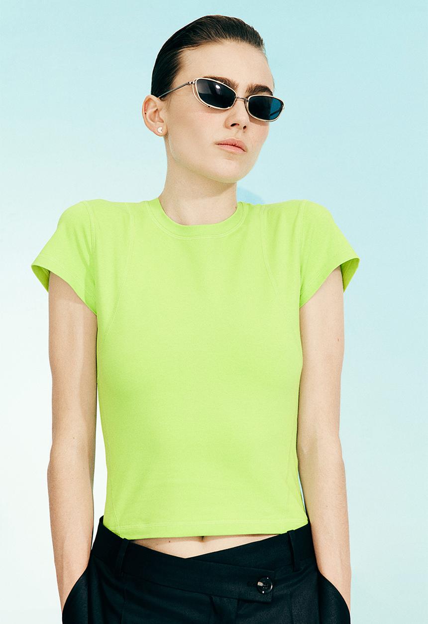 H&M - H&M Studio: Flatlock-seam t-shirt - lime green