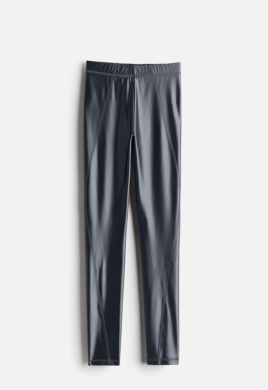 H&M - H&M Studio: Flatlock-seam leggings - dark grey