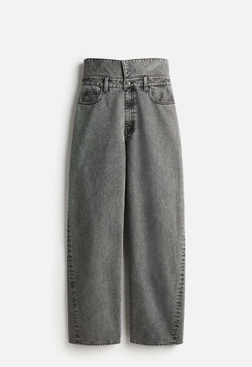 H&M - H&M Studio: Wide paper bag jeans - grey