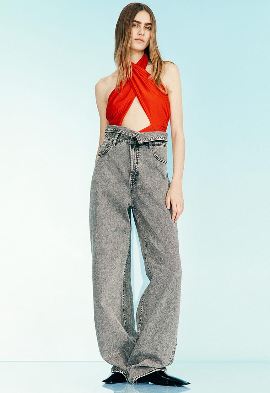 H&M - H&M Studio: Wide paper bag jeans - grey