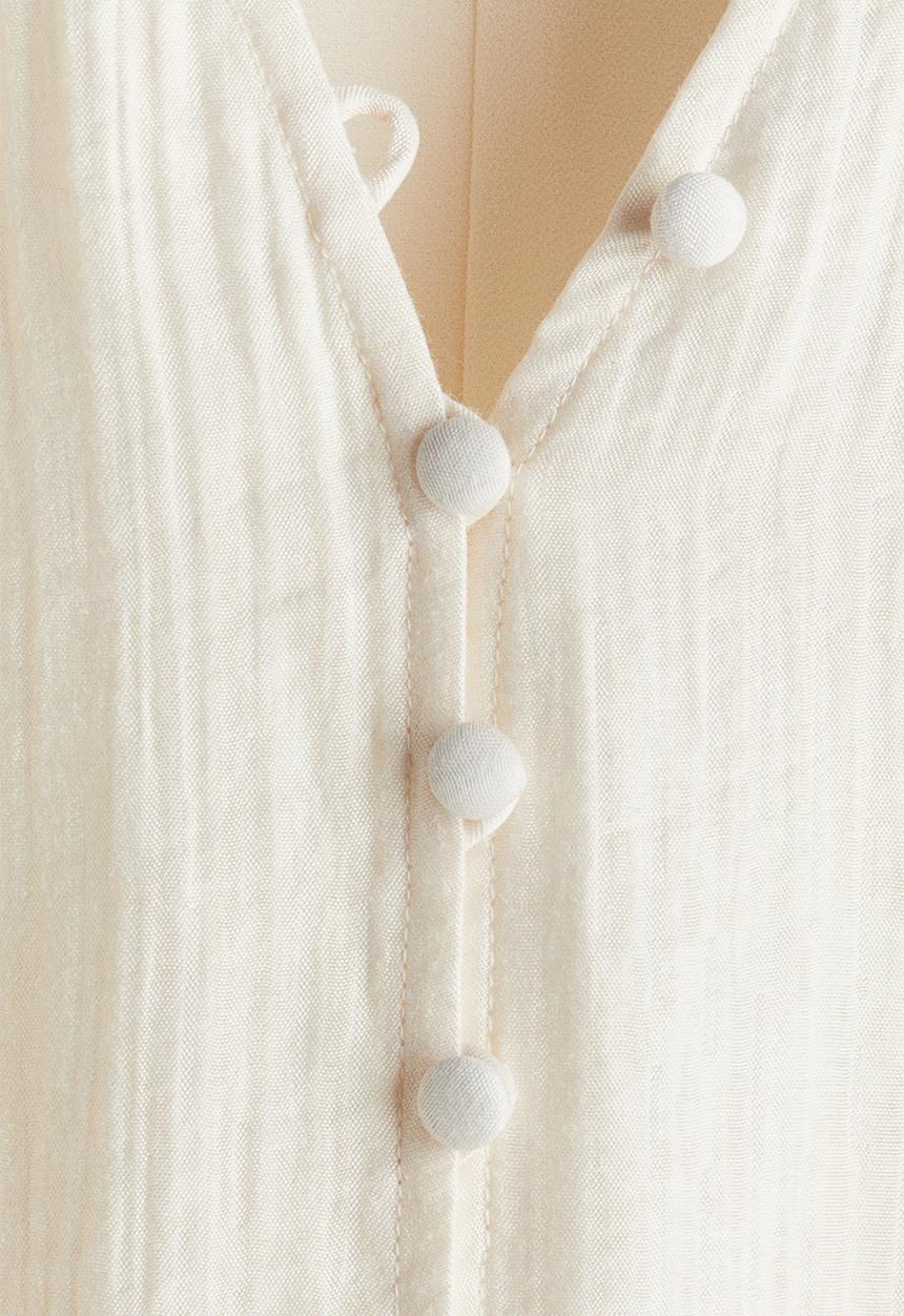 H&M - Balloon-sleeved dress - light beige