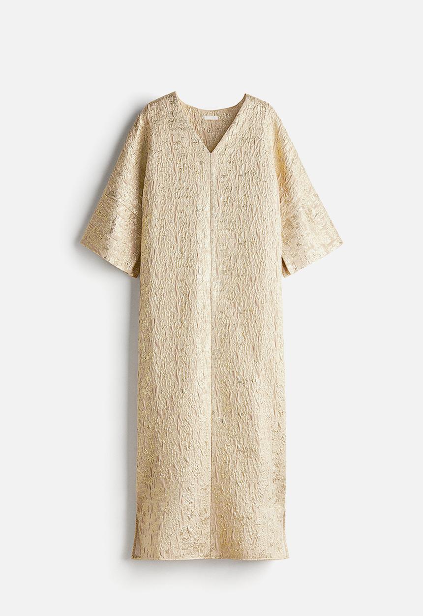 H&M - Brocade kaftan dress - gold-coloured