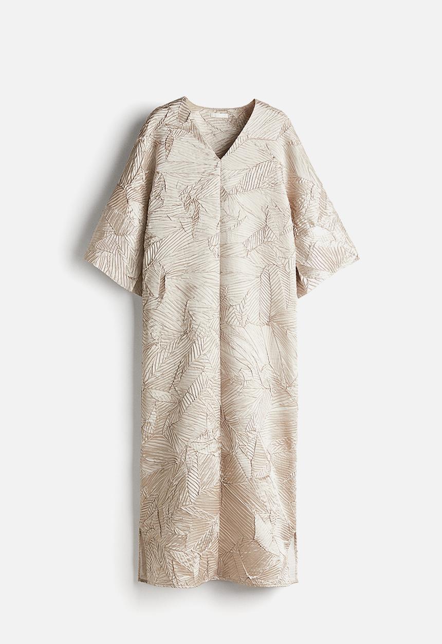 H&M - Crinkled satin kaftan dress - light mole