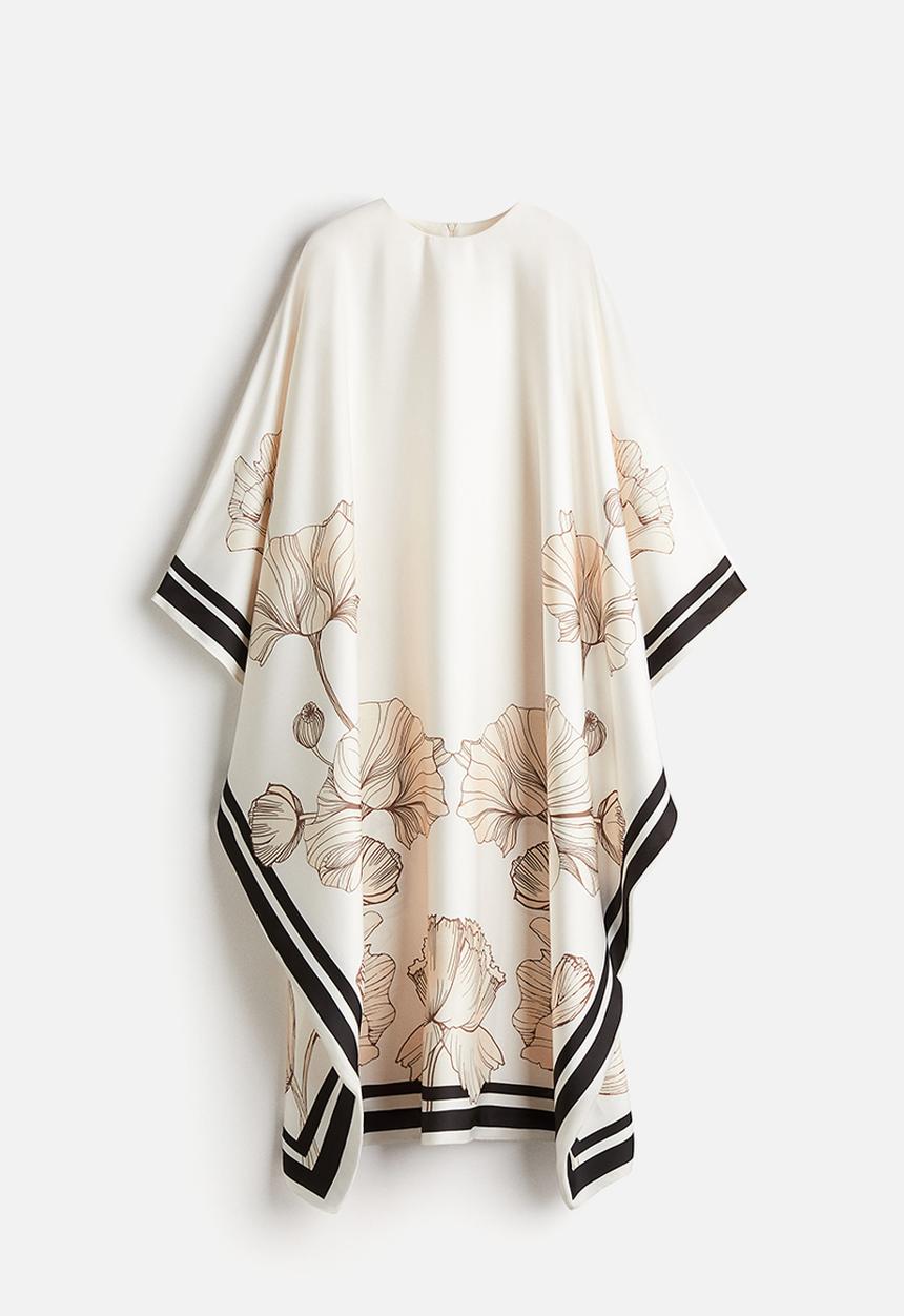 H&M - Satin kaftan dress - cream flowers