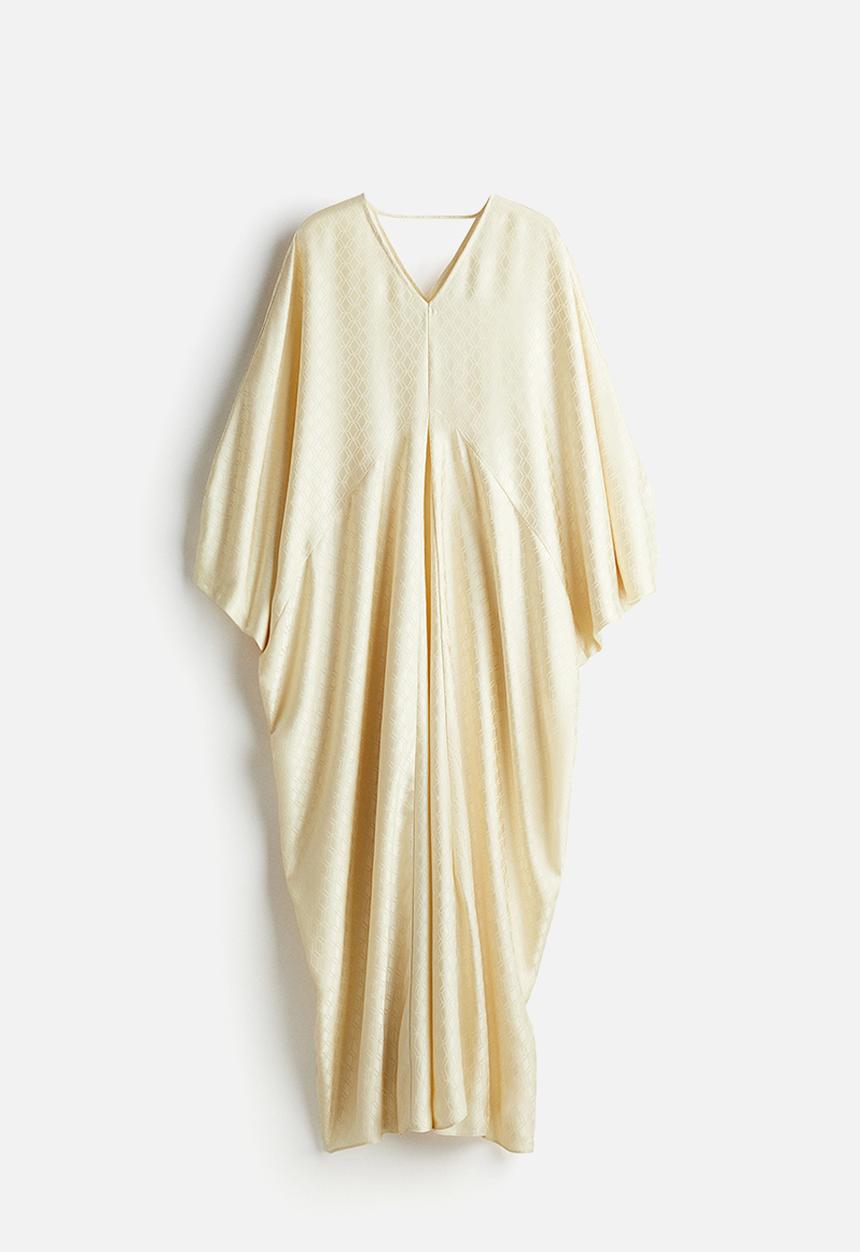 H&M - Satin kaftan dress - pale yellow