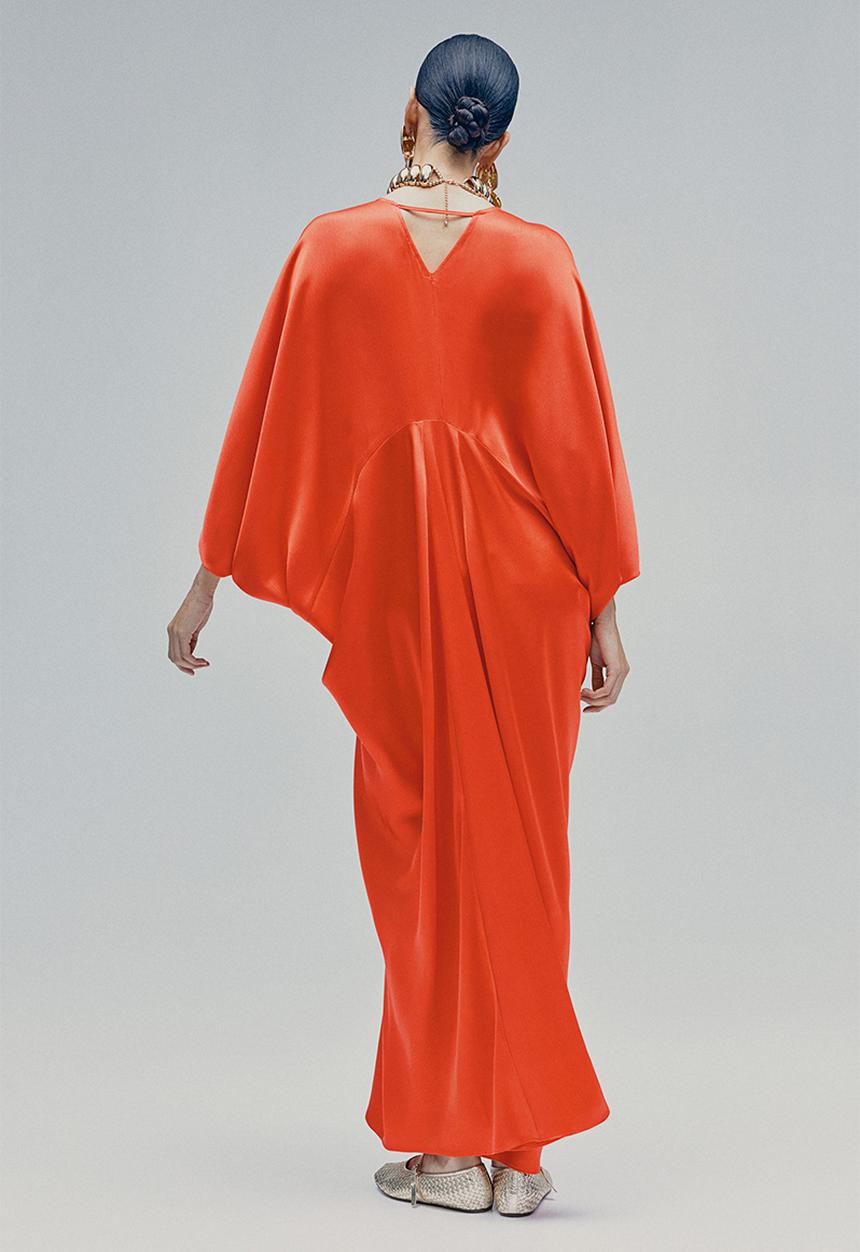 H&M - Satin kaftan dress - coral red 