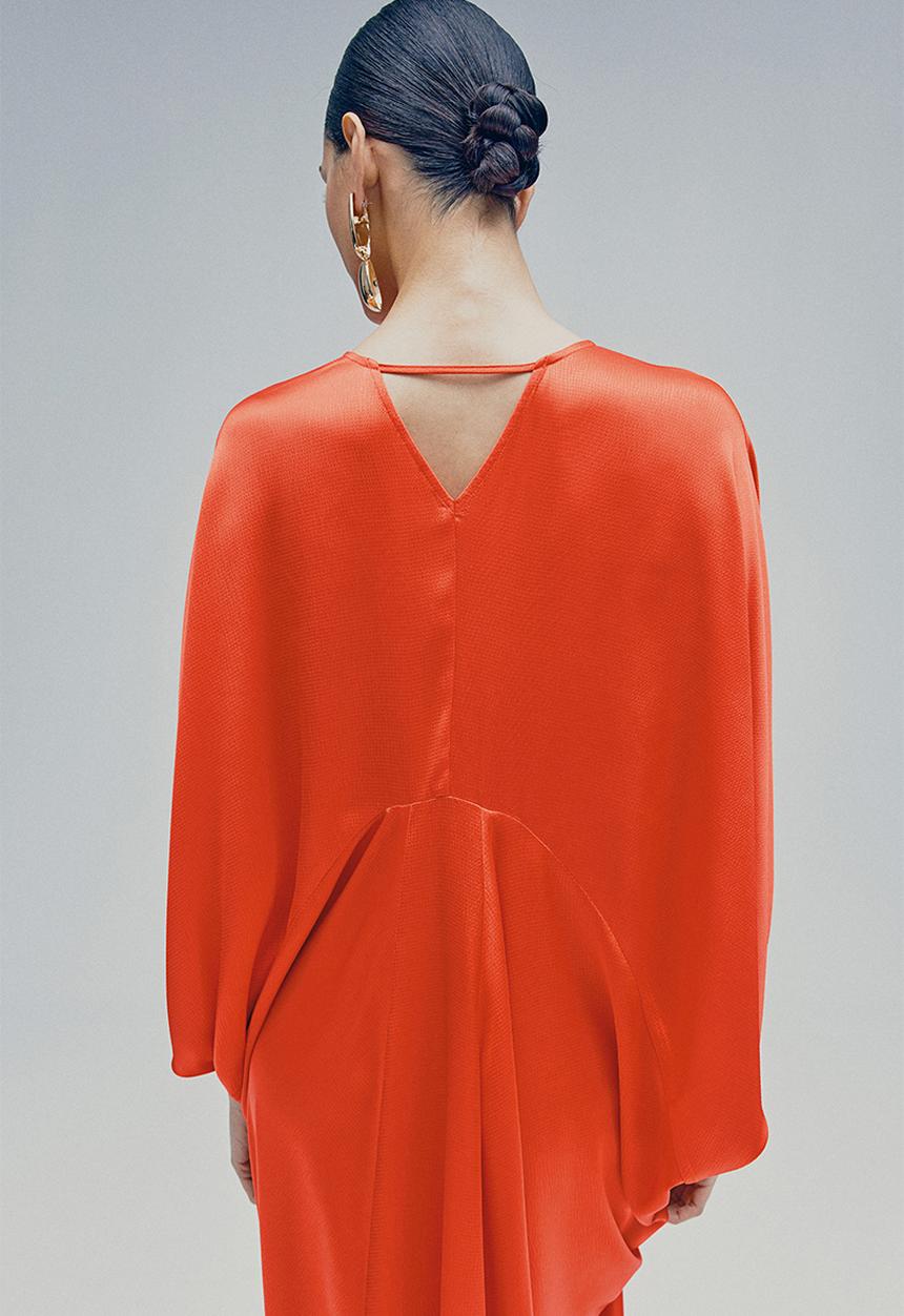 H&M - Satin kaftan dress - coral red 