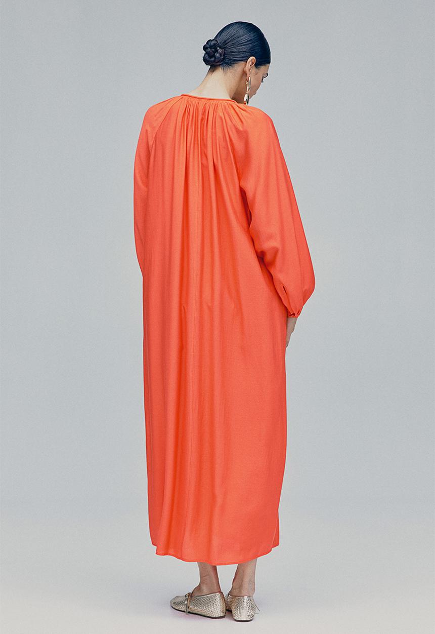 H&M - Balloon-sleeved dress - coral red 
