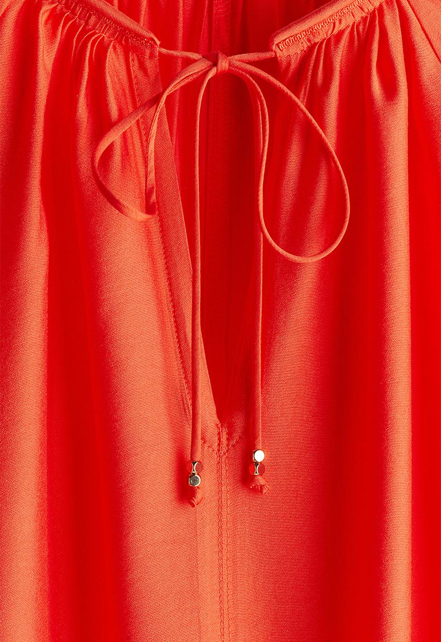 H&M - Balloon-sleeved dress - coral red 