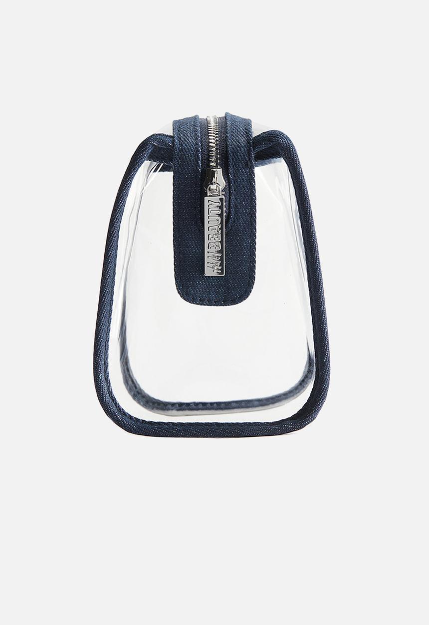 H&M - Transparent make-up bag - transparent/dark denim blue