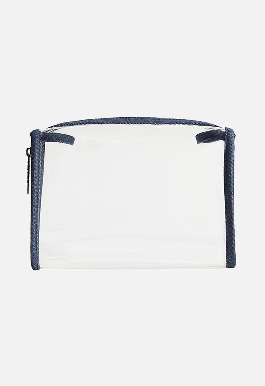 H&M - Transparent make-up bag - transparent/dark denim blue