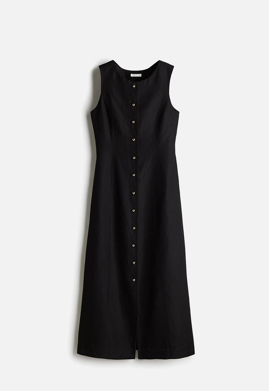 H&M - Linen-blend dress - black