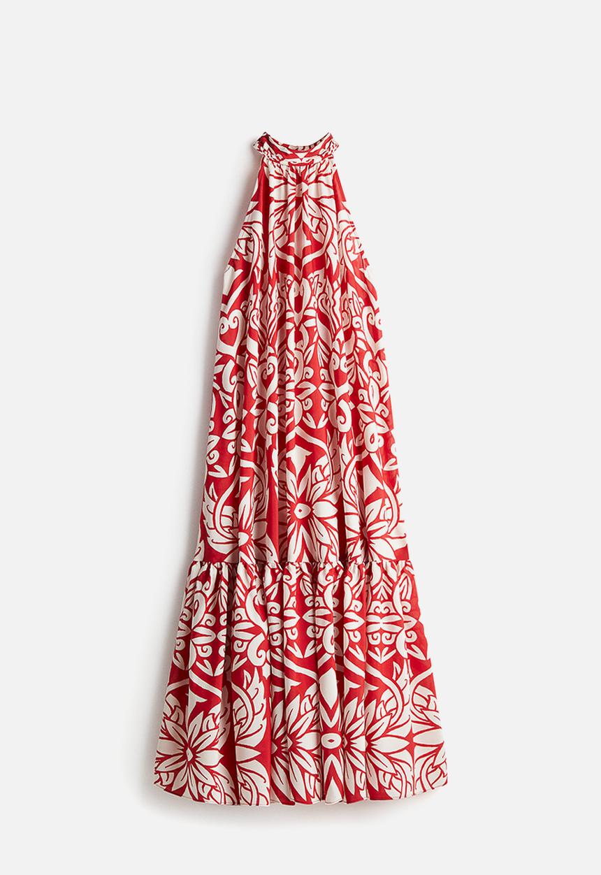 H&M - Voluminous maxi dress - bright red patterned