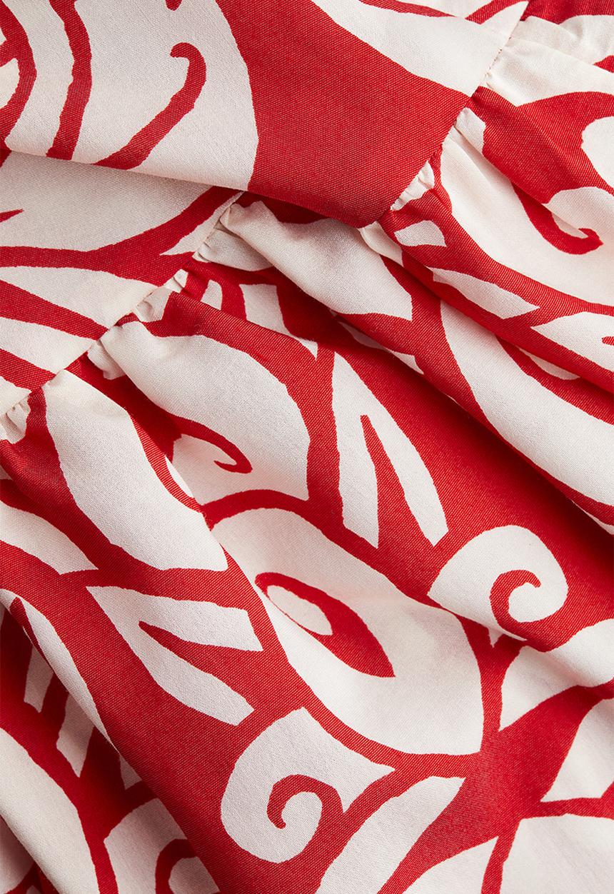 H&M - Voluminous maxi dress - bright red patterned
