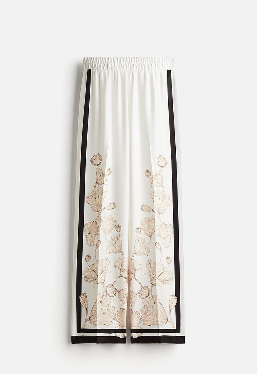 H&M - Printed twill trousers - white,multi