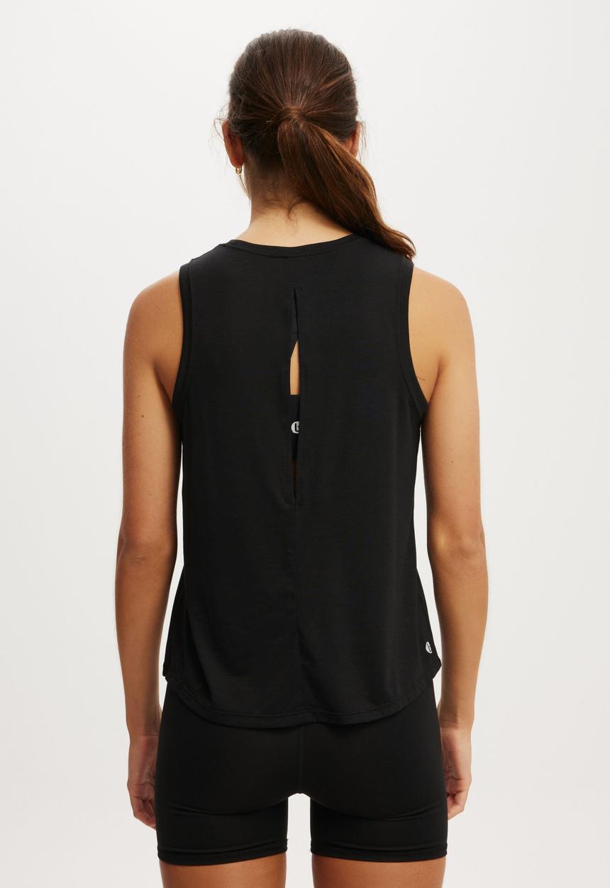 Cotton On - Active Keyhole Back Tank - Black