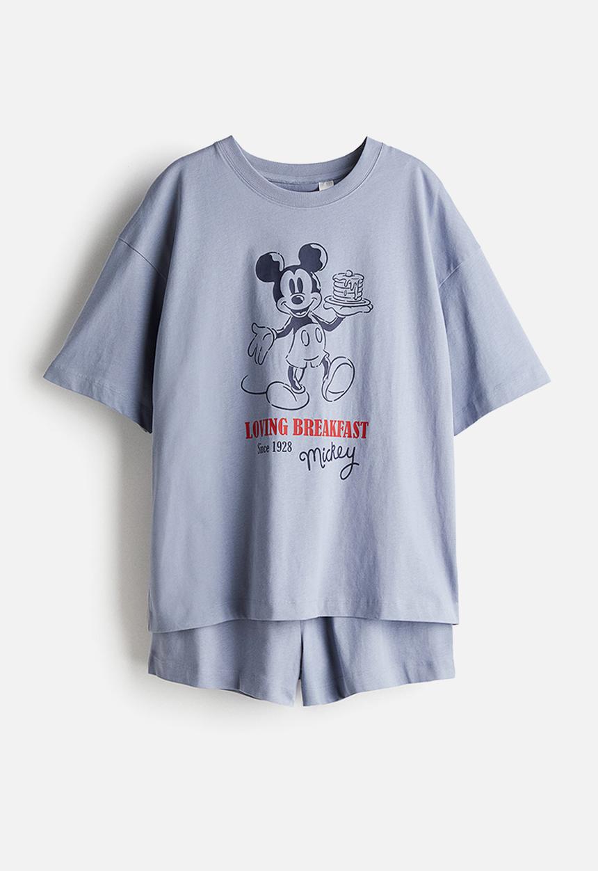 H&M - Printed pyjamas - dusty blue mickey mouse