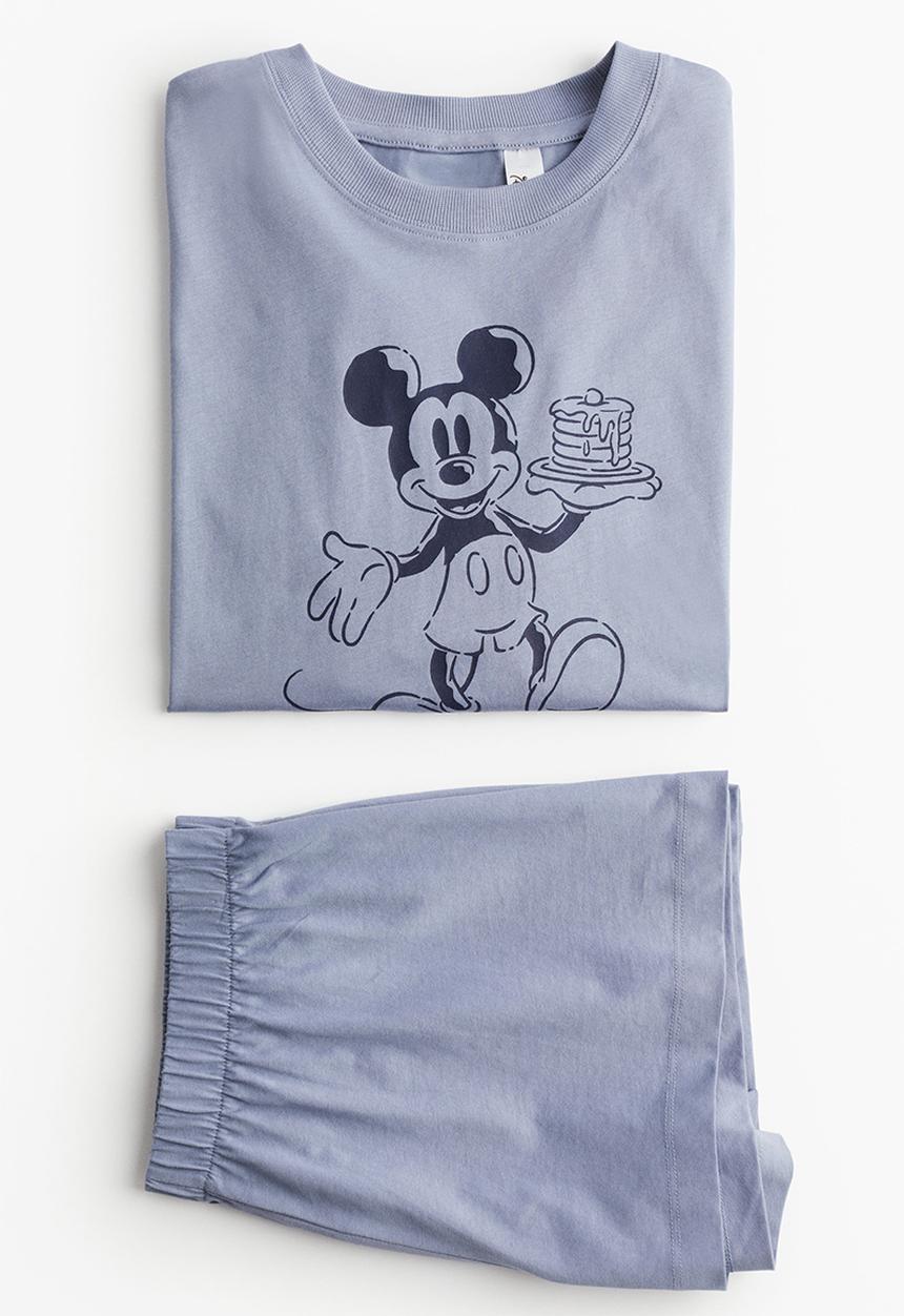 H&M - Printed pyjamas - dusty blue mickey mouse
