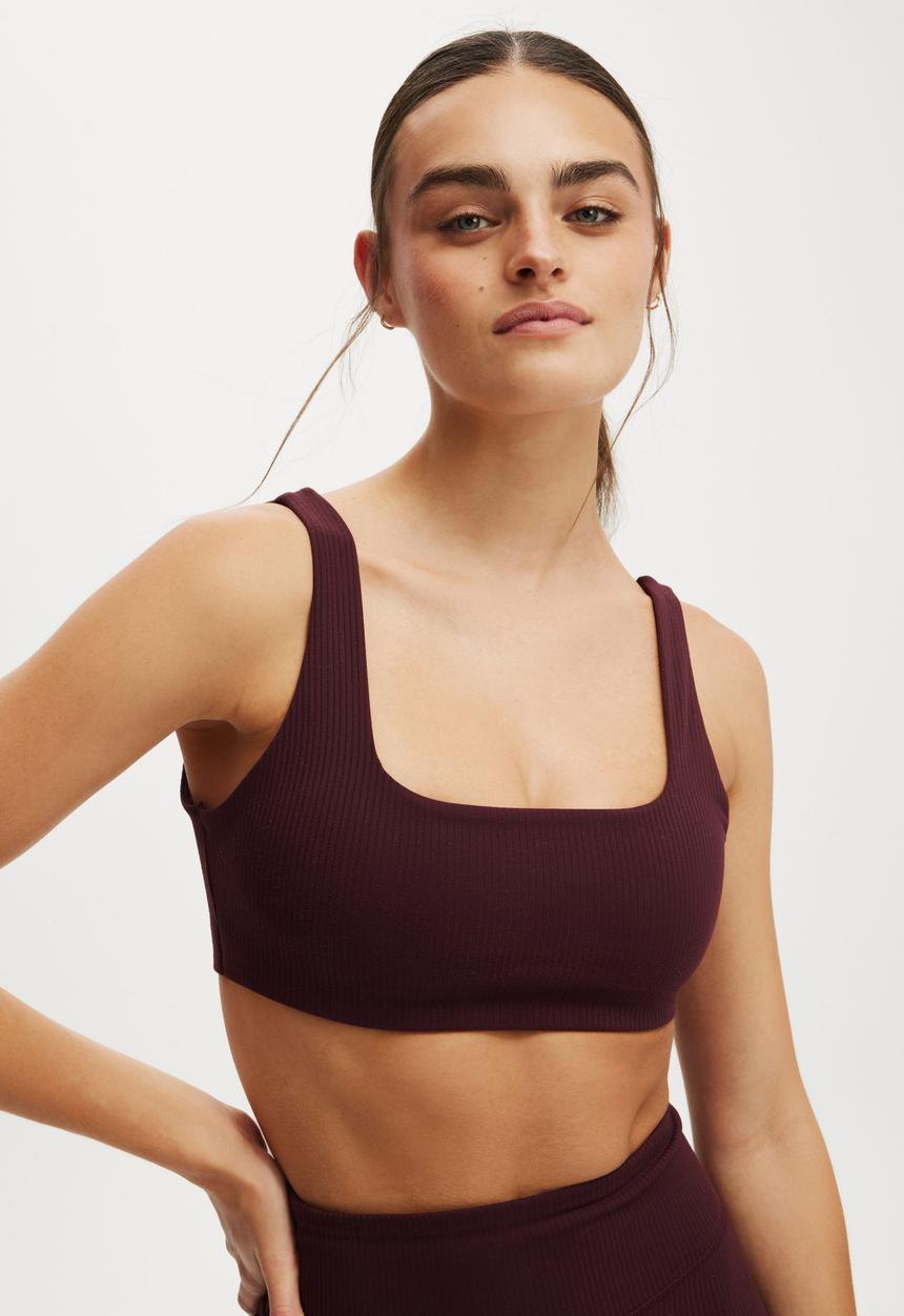 Cotton On - Reform Rib Crop - Dark Oak