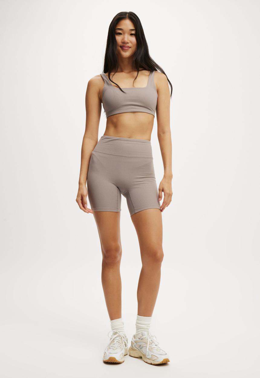 Cotton On - Reform Rib Crop - Desert Grey