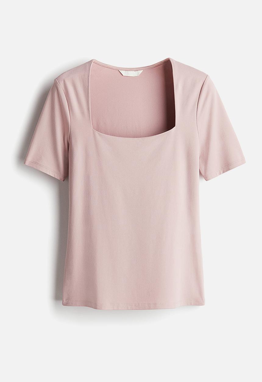 H&M - Square-neck top - light pink