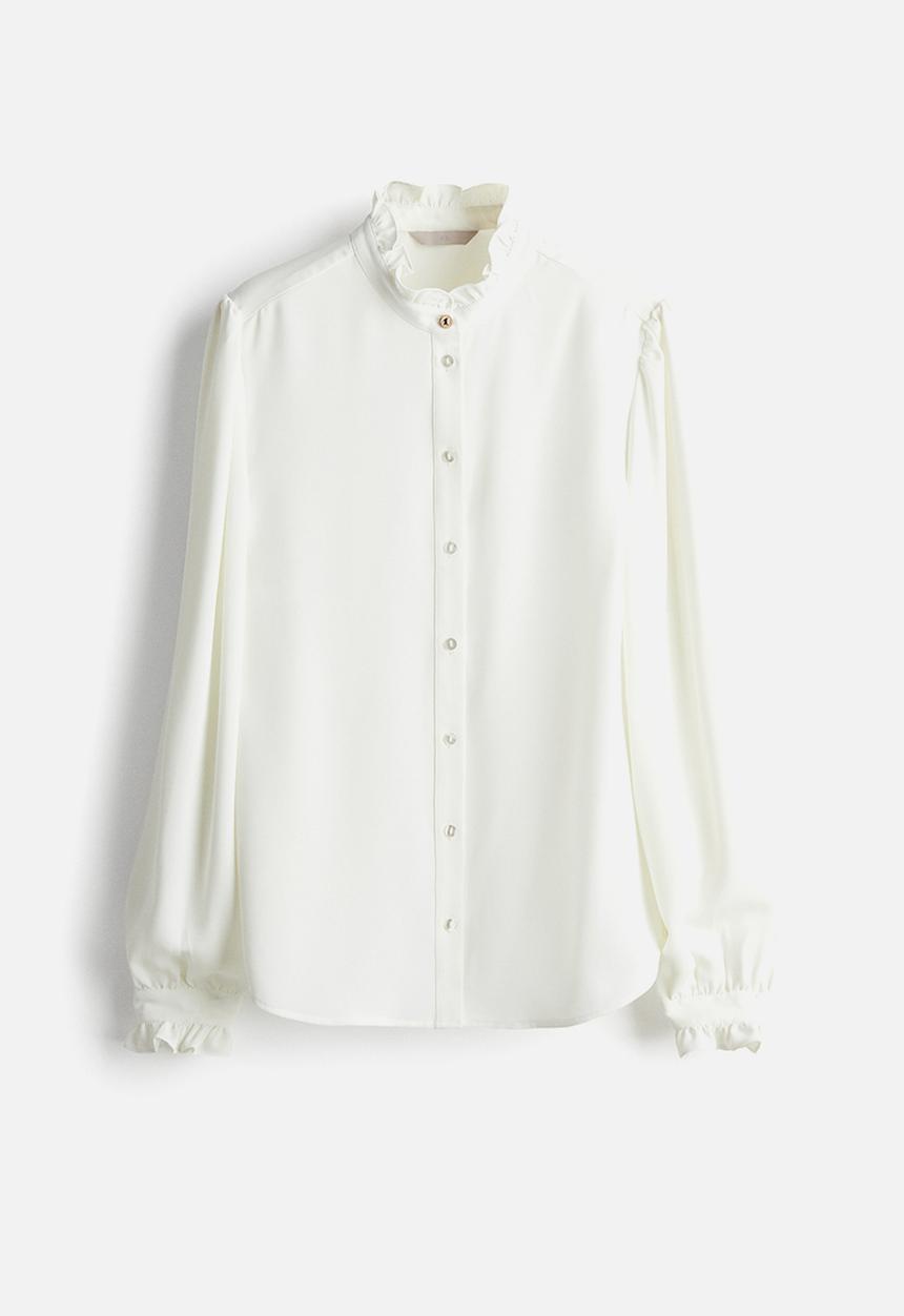 H&M - Frill-trimmed blouse - white